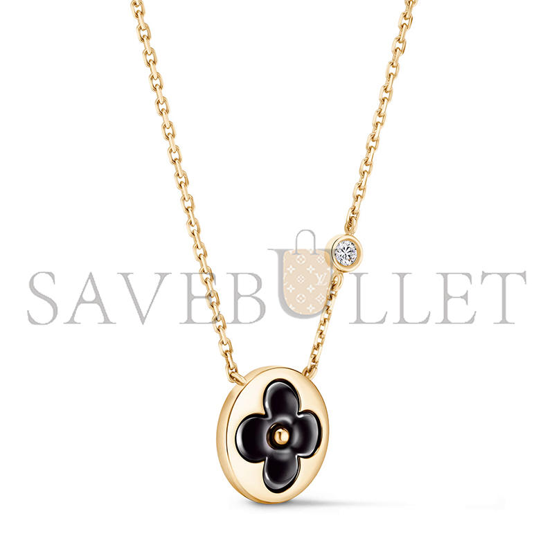 l0vis vvtt0n color blossom bb sun pendant, yellowgold, onyx and D1am0nd q03790